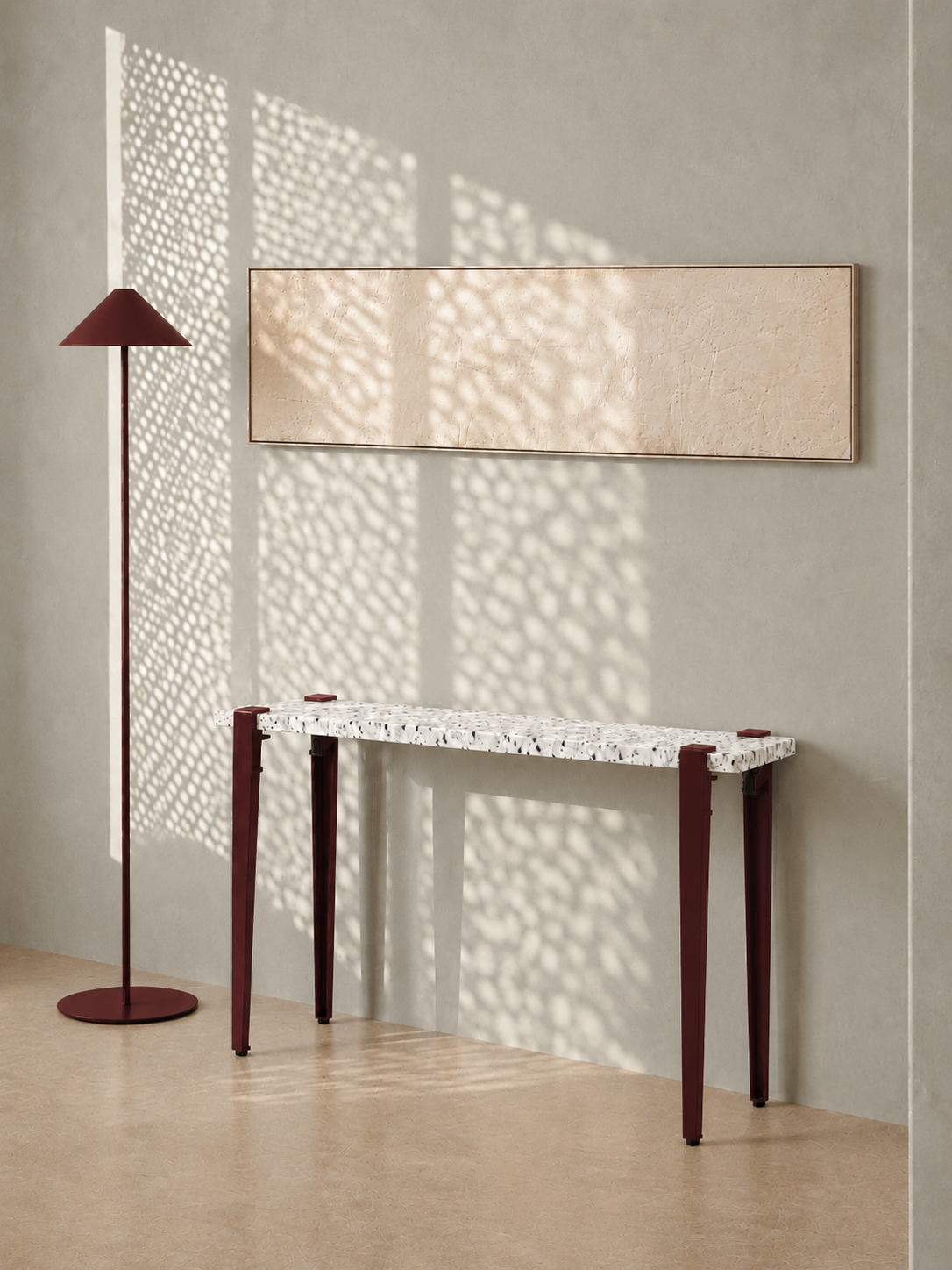 Mesa consola con tablero Nora y patas granate duagallery:nora--granate
