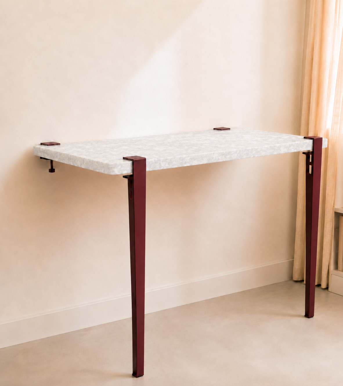 Mesa consola con tablero Solo y patas granate duagallery:solo--granate