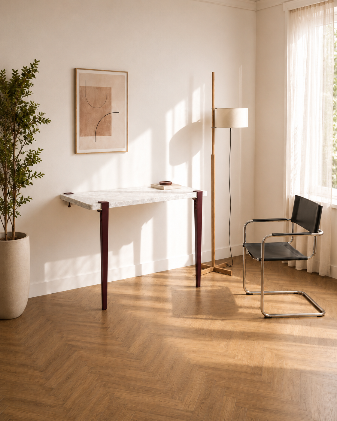 Mesa consola con tablero Solo y patas granate duagallery:solo--granate