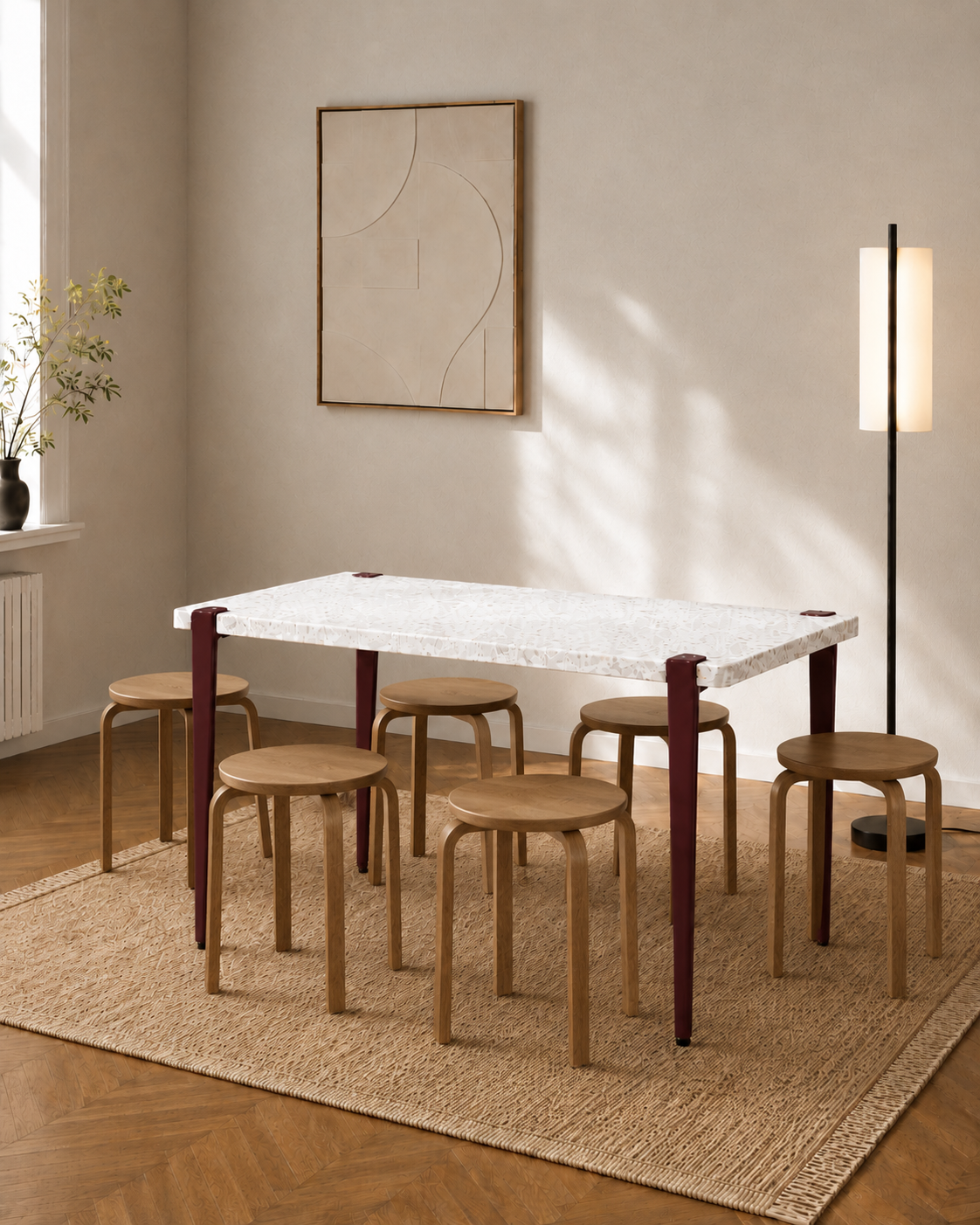 Mesa consola con tablero Solo y patas granate duagallery:solo--granate
